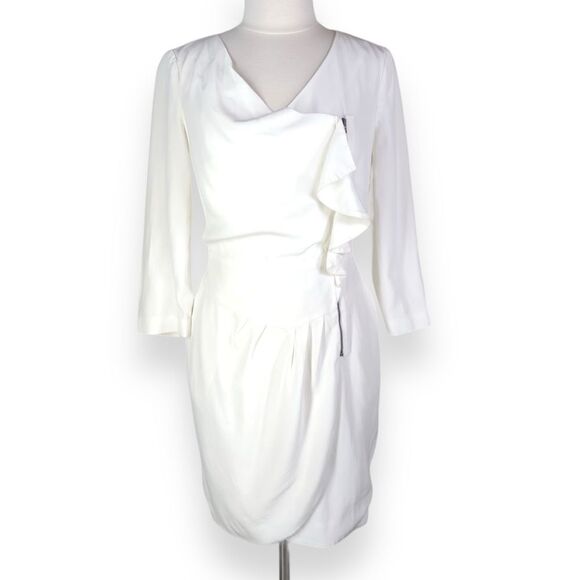 REISS Nanette Zip Frill Midi Dress Kate Middleton Engagement Ruffle Wrap Classic - Picture 6 of 16